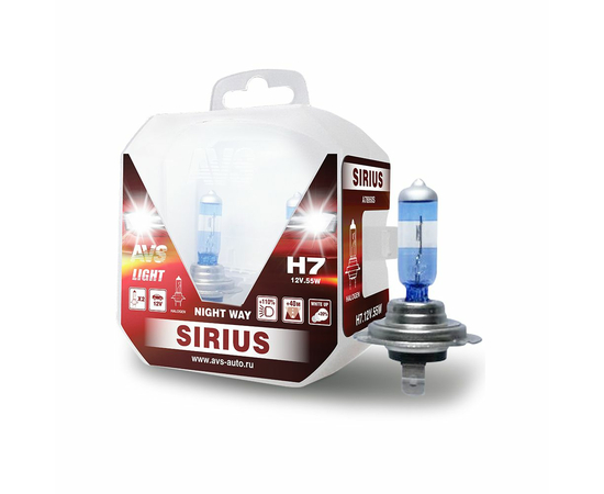 Лампа галогенная AVS SIRIUS NIGHT WAY H7.12V.55W Plastic box -2 шт.